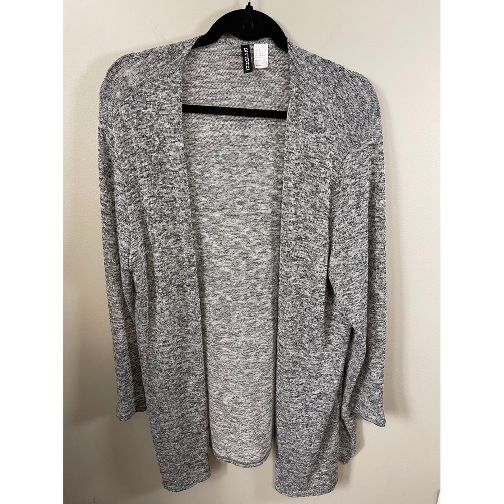 H&M Divided Grey Marl Space Dye Open Front Cardigan Sweater Womens XL